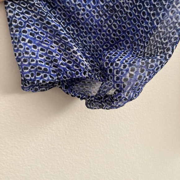 Lane Bryant Womens Plus Blue Black Dot Sheer Blouse Top Shirt Size 18/20 Tassels - Picture 6 of 12